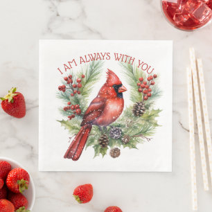 Red Cardinal Bird Remembering You Winter Christmas Napkin