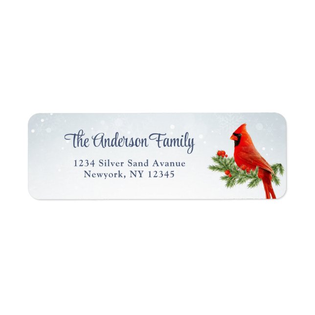 Red Cardinal Bird Return Address Labels (Front)