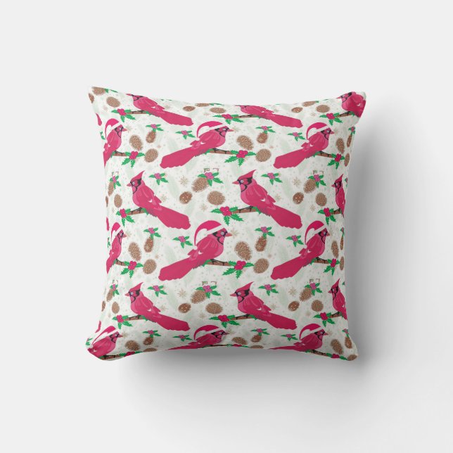 Red Cardinal Bird santa Cushion (Front)