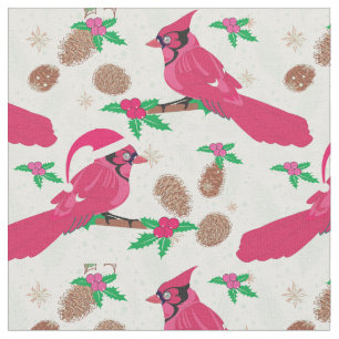 Red Cardinal Bird santa Fabric