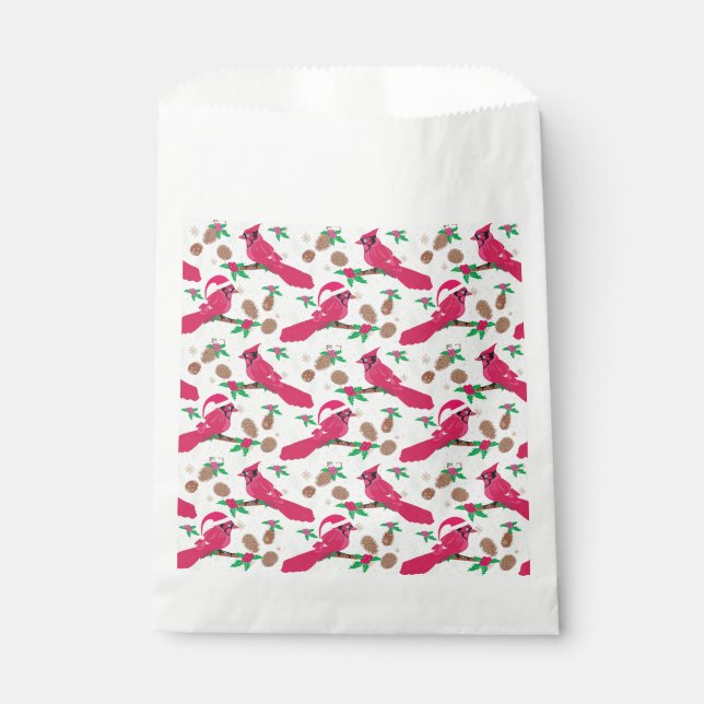 Red Cardinal Bird santa Favour Bag (Front)