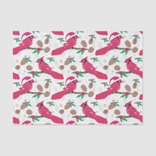 Red Cardinal Bird santa Tissue Paper (Front)