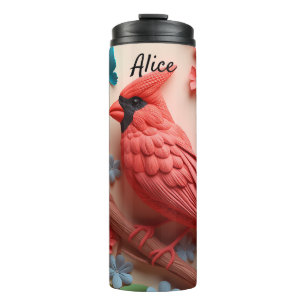 Red Cardinal Bird Thermal Tumbler