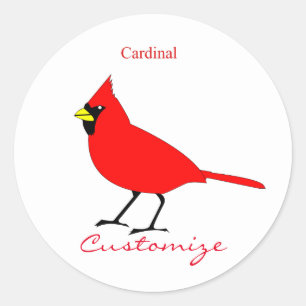 Red Cardinal Bird Thunder_Cove Classic Round Sticker