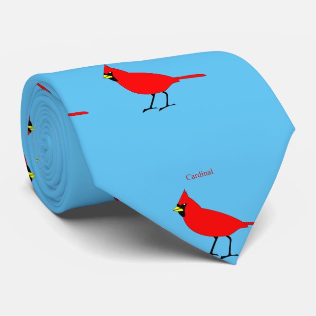 Red Cardinal Bird Thunder_Cove Tie (Rolled)