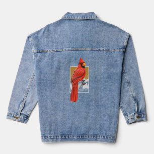 Red Cardinal Bird Watcher Bird Watching Nature Bir Denim Jacket