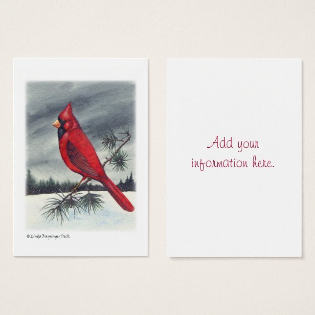 Red Cardinal Bird Watercolor (Front & Back)