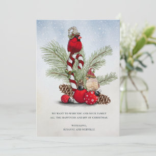 Red Cardinal Bird Watercolor Winter Christmas Holiday Card
