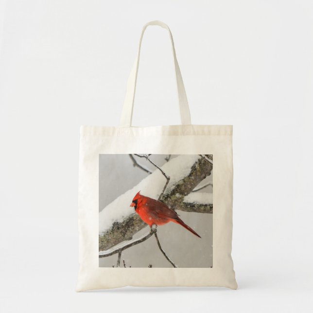 Red Cardinal Bird Winter Tote Bag (Front)