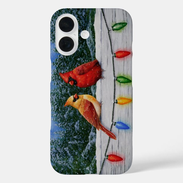 Red Cardinal Birds and Christmas Snow Case-Mate iPhone Case (Back)