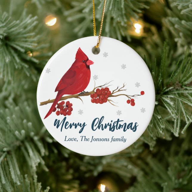 Red Cardinal Birthday Christmas Ornament  (Tree)