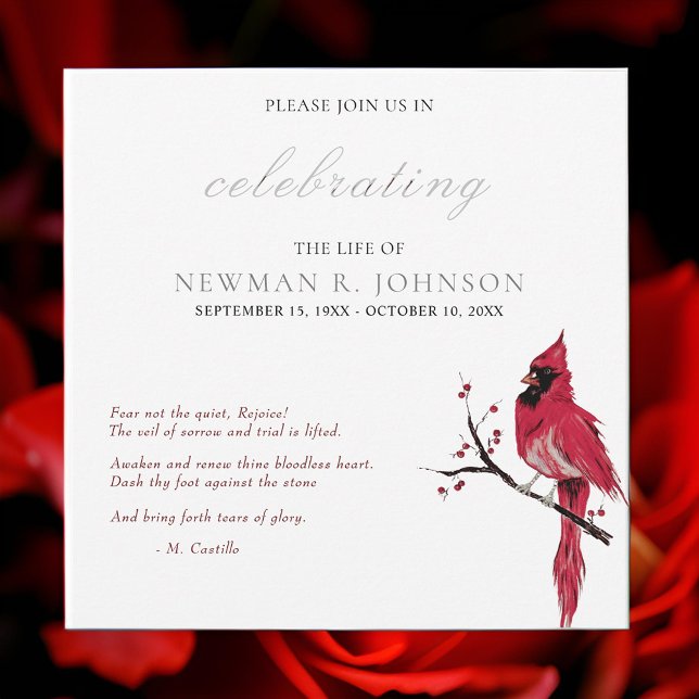 Red Cardinal Celebration of Life Invitation (Creator Uploaded)