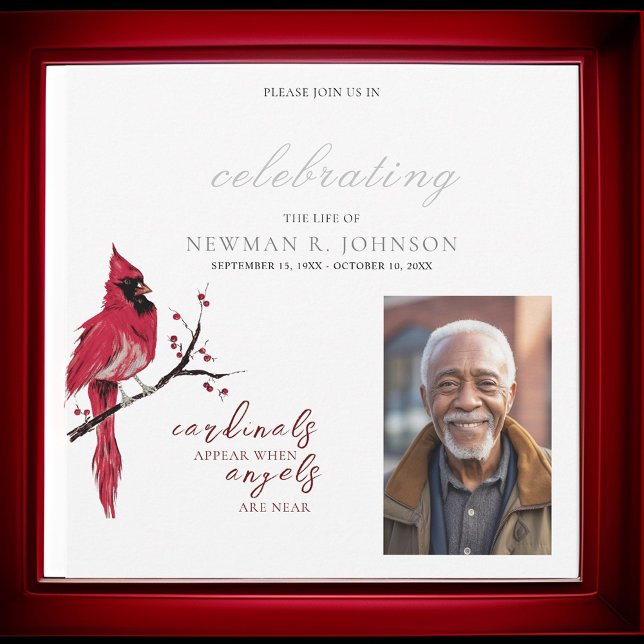 Red Cardinal Celebration of Life Photo Invitation (Creator Uploaded)