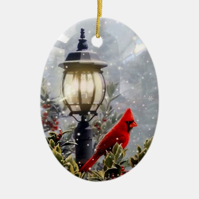 Red Cardinal Ceramic Ornament (Front)