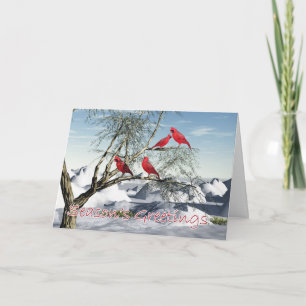 Red Cardinal Christmas Card, Winter Scenery Holiday Card