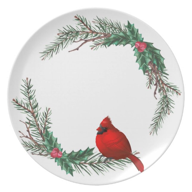 Red Cardinal Christmas Cheer Dinner plate (Front)
