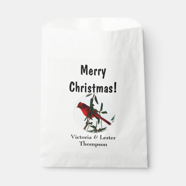 Red Cardinal Christmas Favour Bag (Front)
