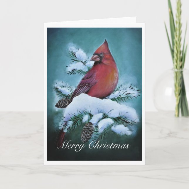 Red Cardinal Christmas greeting card (Front)