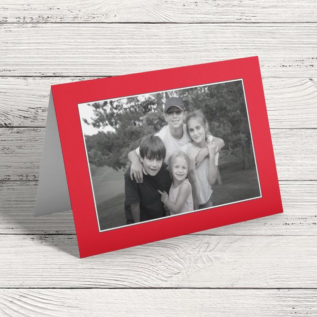 Red Cardinal Christmas Photo Card Winter 1 Photo (Simple photo card with a cardinal red border. A simple photo template. )