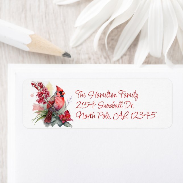 Red Cardinal Christmas Return Address Return Address Label (Insitu)