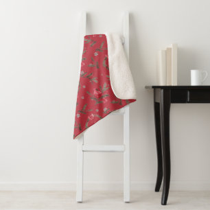 Red Cardinal Christmas Sherpa Throw Blanket