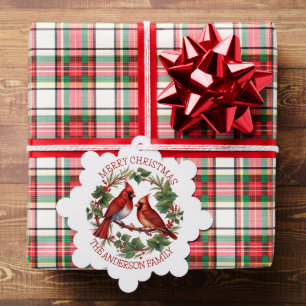 Red Cardinal Christmas  Tree Decoration Card
