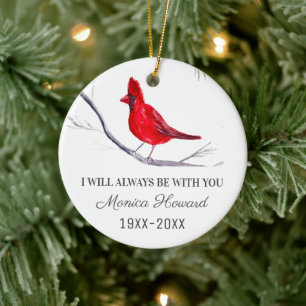 Red Cardinal Christmas Tribute Remembrance Bird Ceramic Ornament