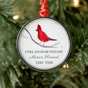 Red Cardinal Christmas Tribute Remembrance Bird Metal Ornament