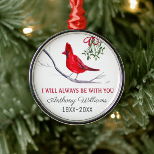 Red Cardinal Christmas Tribute Remembrance Bird Metal Ornament