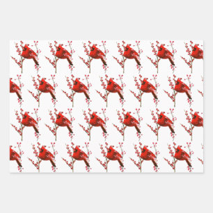 Red cardinal Christmas, winter holiday Wrapping Paper Sheet