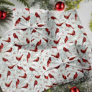 Red Cardinal Christmas Winter Holiday Wrapping Paper Sheet
