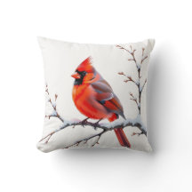 Red Cardinal Cushion – Winter Elegance for Your Ho