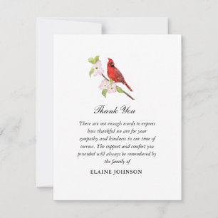 Red Cardinal & Dogwood Funeral Photo Thank you Card