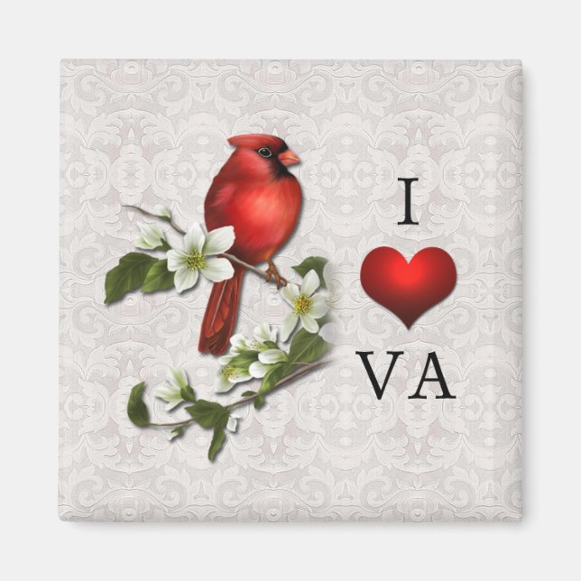 Red Cardinal Dogwood Magnet (Front)