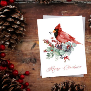 Red Cardinal, Eucalyptus, Greenery Christmas
