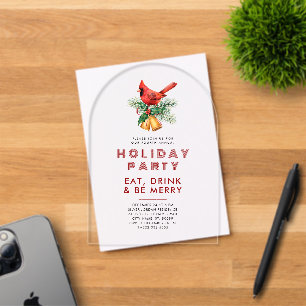 Red Cardinal Festive Christmas Theme Holiday Party Acrylic Invitations