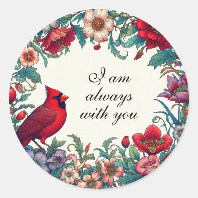 Red Cardinal Gifts Sympathy Keepsake Memorial Classic Round Sticker (Front)