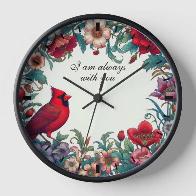 Red Cardinal Gifts Sympathy Keepsake Memorial Clock (Front)
