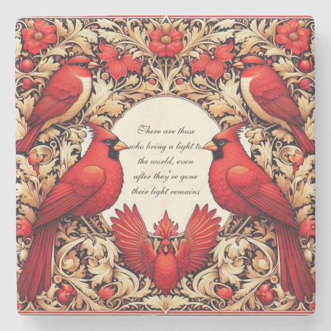 Red Cardinal Gifts Sympathy Memorial Keepsake Stone Coaster (Front)