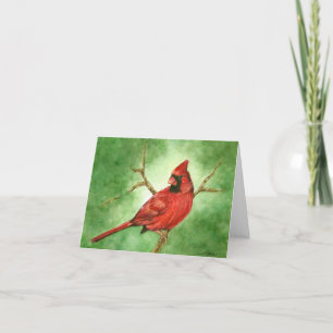 Red Cardinal Holiday card with love, peace, hope