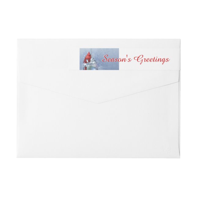Red Cardinal Holiday Wrap Around Label (Back)
