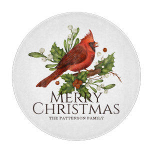 Red Cardinal Holly Holiday Kitchen Gift Cutting Board