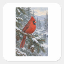 Red Cardinal in a Snowy Woodland Landscape