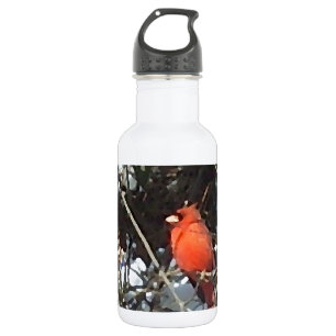 Red Cardinal in Snow Laden Trees Photo Art 532 Ml Water Bottle