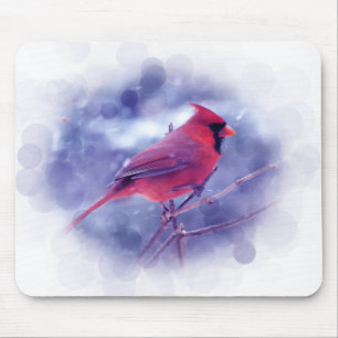 Red Cardinal in the Blizzard Mouse Pad