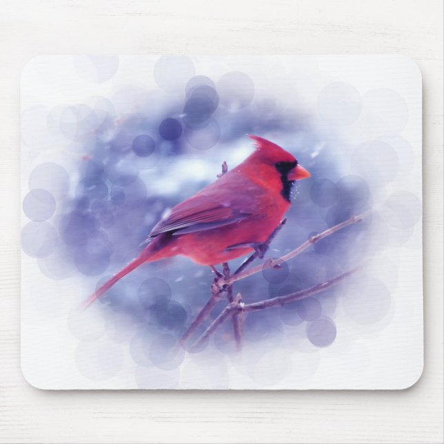 Red Cardinal in the Blizzard Mouse Pad (Front)