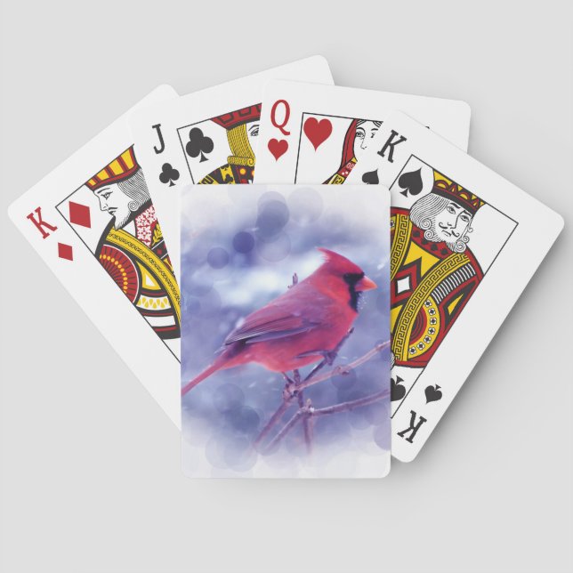 Red Cardinal in the Blizzard Playing Cards (Back)