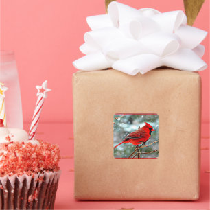 Red Cardinal in the Snow Square Sticker