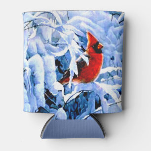 Red Cardinal In the Winter Snow Can Cooler