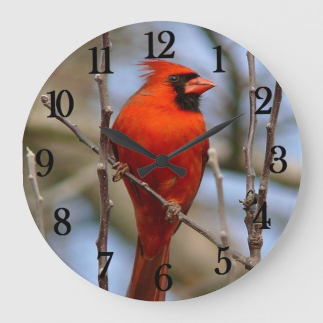 Red Cardinal Large Clock (Front)